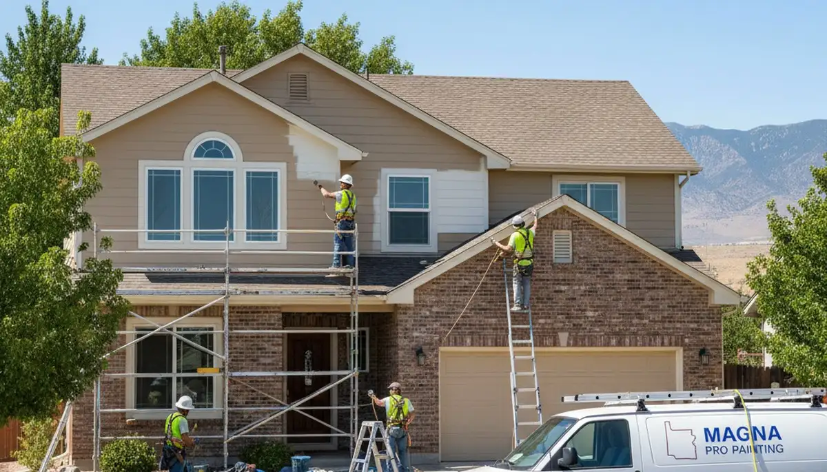 Salt Lake City, UT painting crew preparing a residential exterior paint job